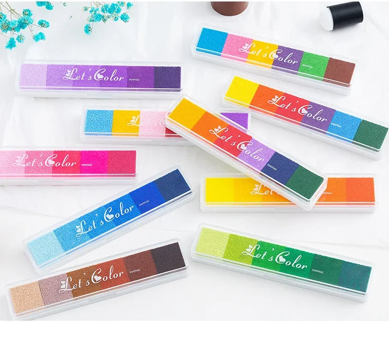 Journamm Finger Painting Kit Drawing Stencils Colorful Inkpad DIY Scrapbooking Creative Stationery Paint Tool School Supplies