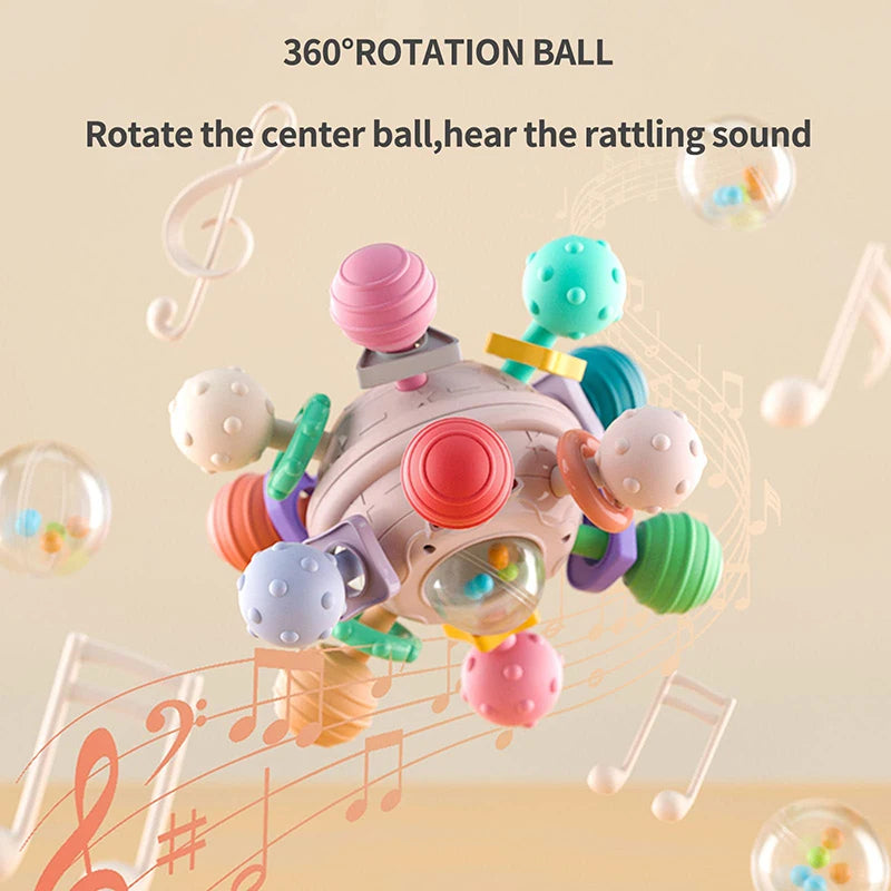 Montessori Baby Teething Toys Sensory Chew Teething Ball Rattle Grasping Activities Babies Toys for 0-18 Months Girls Boys Gifts