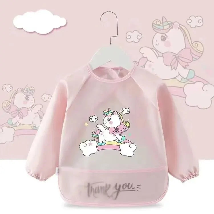 Baby Food Overalls Waterproof Children's Bibs Boys And Girls Drool Towel Four Seasons Long Sleeve No-Wash Apron