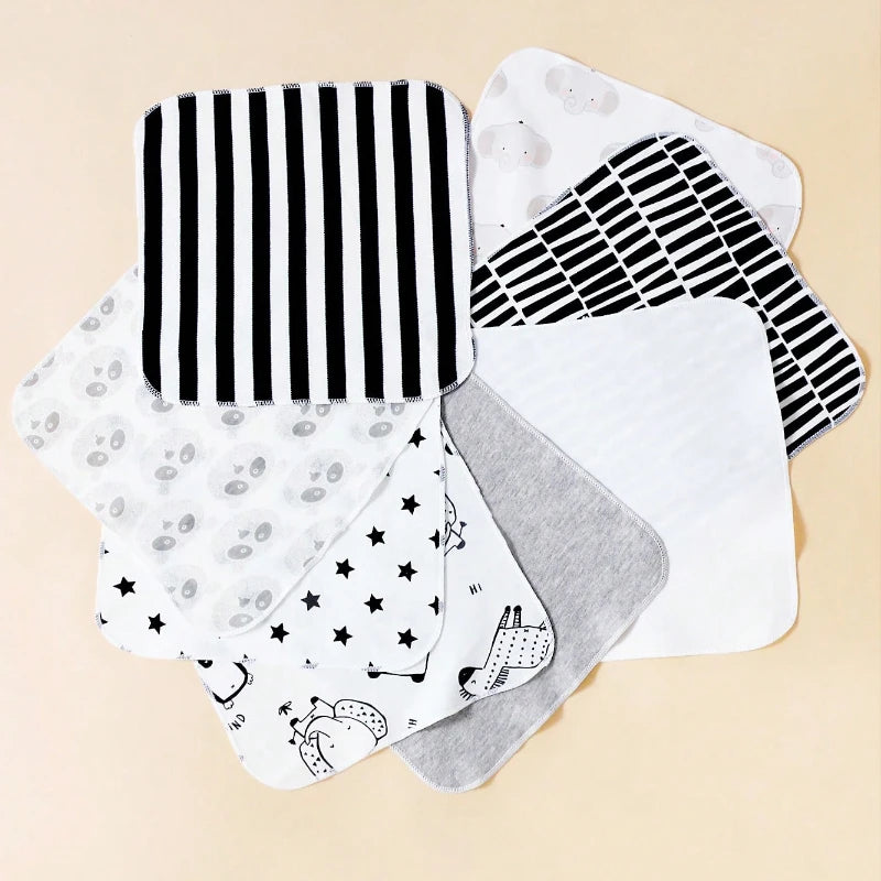 8 Piece Baby Saliva Wipes 100% Cotton Soft and Comfortable Shower Towels Newborn Bath Time Baby Wipes Cloths Handkerchief