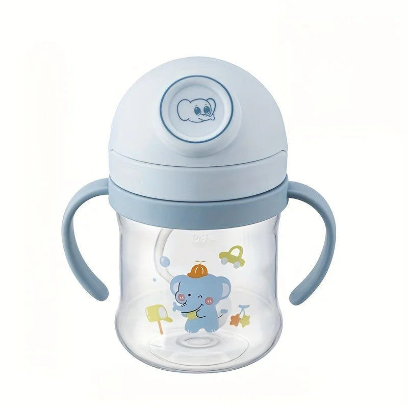250ml/8oz Cute Cartoon Straw Cup with Handle, Gravity Ball, Sippy Cup, Perfect Water Bottle Gift for Outdoor Daily Use