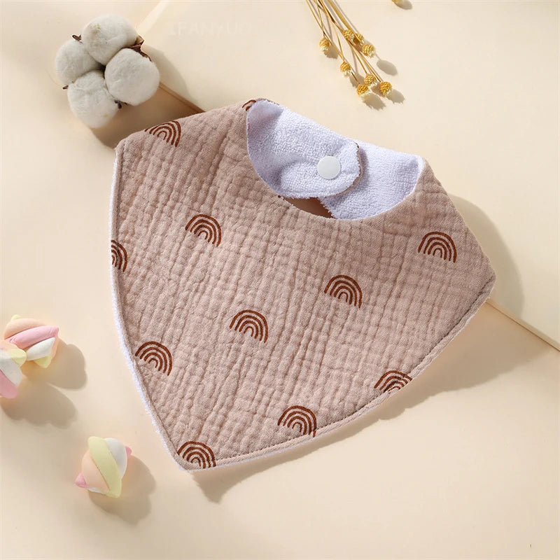New Baby Cartoon Animal Triangle Bib Pure Cotton Waterproof Boy Girl Kid Printed Saliva Towel Newborn Infant Anti Spitting Cloth