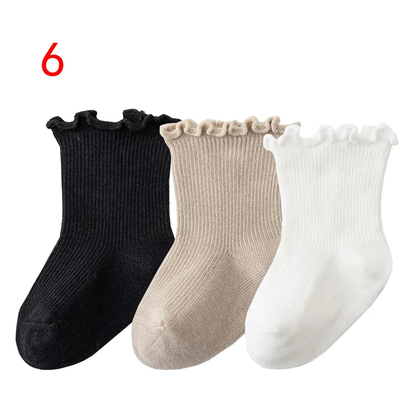 3Pair/lot New Boys and Girls Solid Color Baby Socks