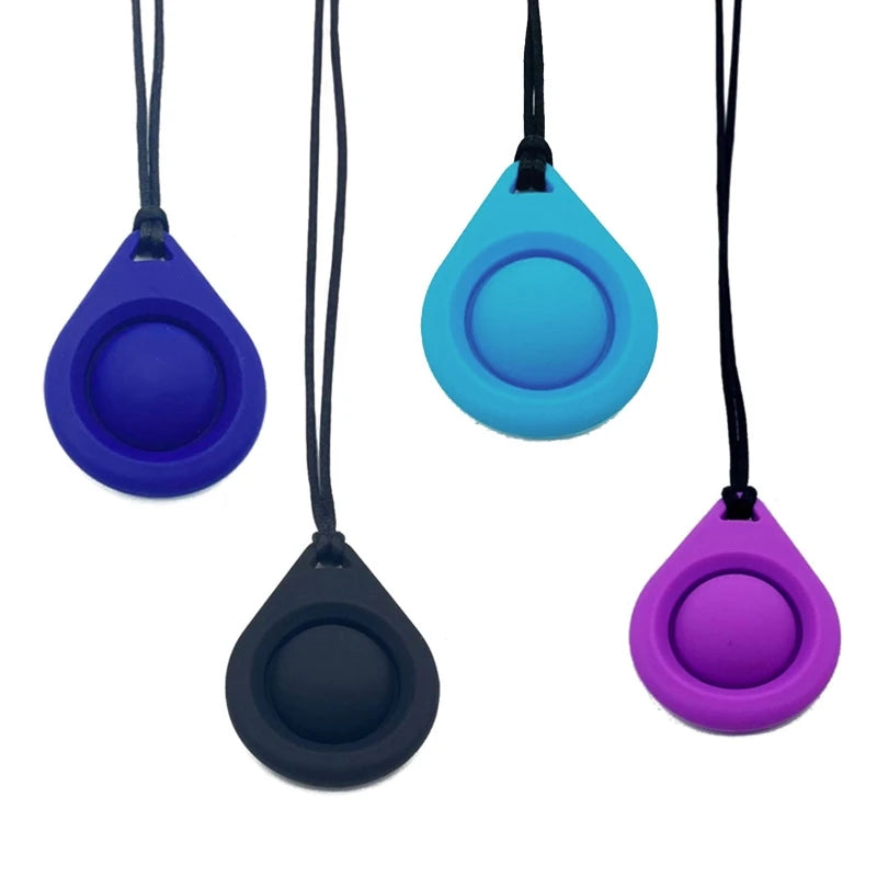 Baby Silicone Teether Kids Chew Necklace Sensory Chewy Pendant Teething Toys for Autism ADHD Special Needs
