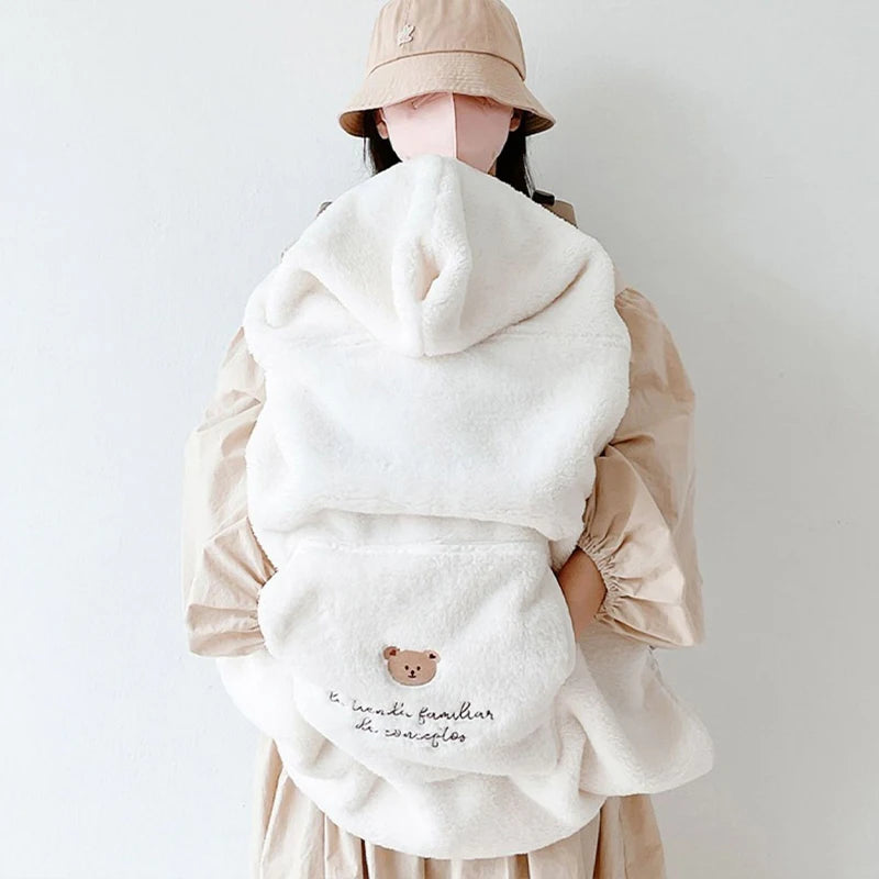 ins cartoon bear plush baby blanket baby stroller windproof blanket travel out portable warm baby swaddle blanket