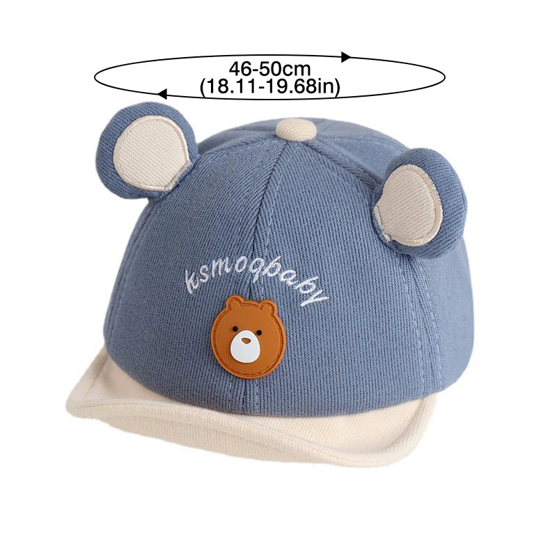 Cartoon Bear Baby Baseball Cap With Ears Cute Animal Sun Hat for Boys Girls Casual Infant Peaked Hat