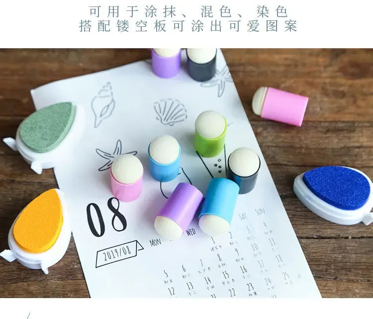 Journamm Finger Painting Kit Drawing Stencils Colorful Inkpad DIY Scrapbooking Creative Stationery Paint Tool School Supplies