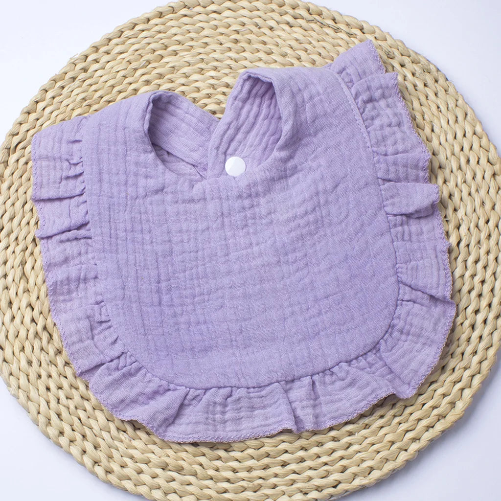 Gauze Bib for Boys Girls Pure Cotton Candy Colored Comfortable Saliva Bib Baby Solid Colored Lace Saliva Towel Baby Products