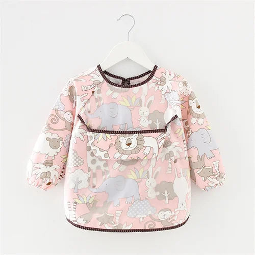 Newborn Baby Bibs Blouse Waterproof Long-sleeved Reverse Dressing Infant Eating Clothes Apron Bib Protective Clothing 0-2Years