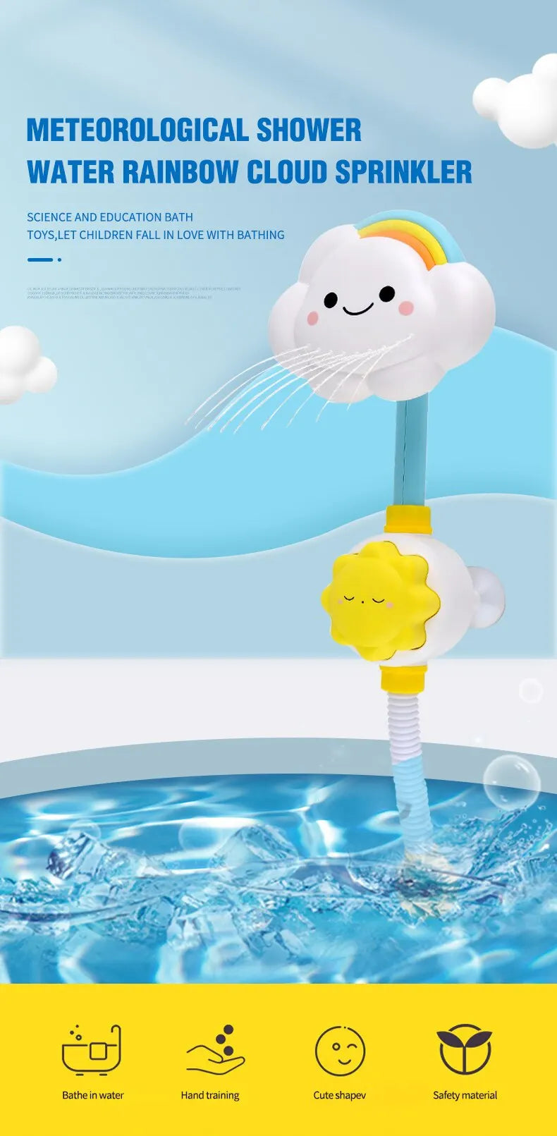 Kids Bath Toys Water Game for Kids Clouds Model Faucet Shower Water Spray Kids Toy Splashes Bathroom Sprinkler Kids Toy