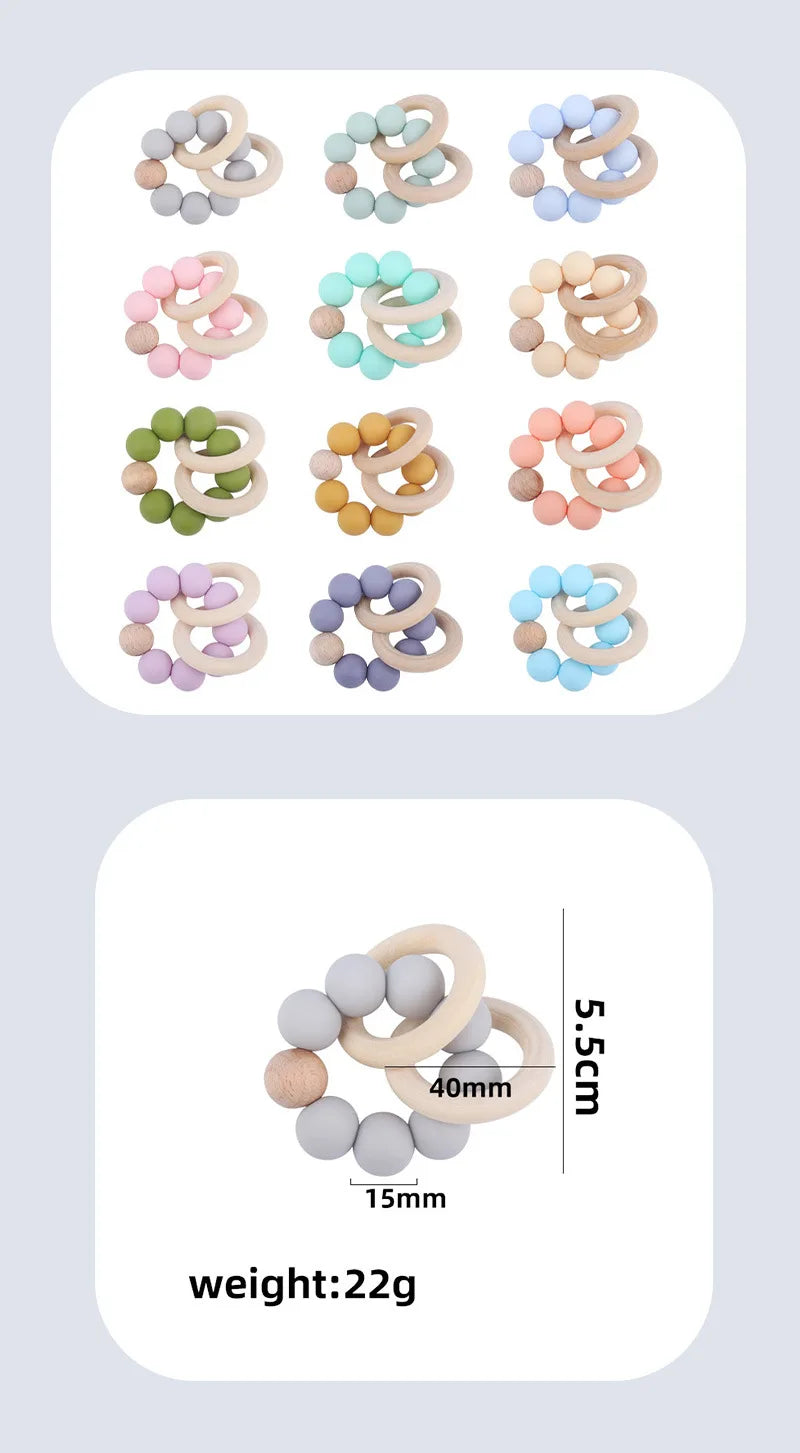 Teethers for Baby Teething Toy Silicone Bead Chew Newborn Bath Bébé Accessories Mordedores De Silicona Para Silicone toys