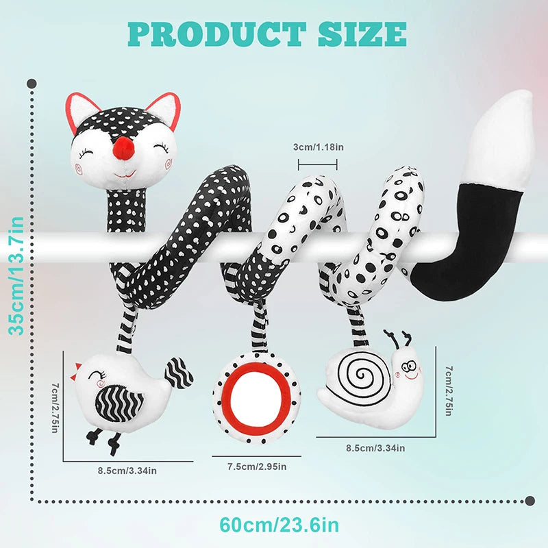 Car Seat Toys for Babies Rattle Mirror Crinkle Squeaky Carseat Stroller Toys 0-6 Months Developmental Newborn Baby Girl Gifts