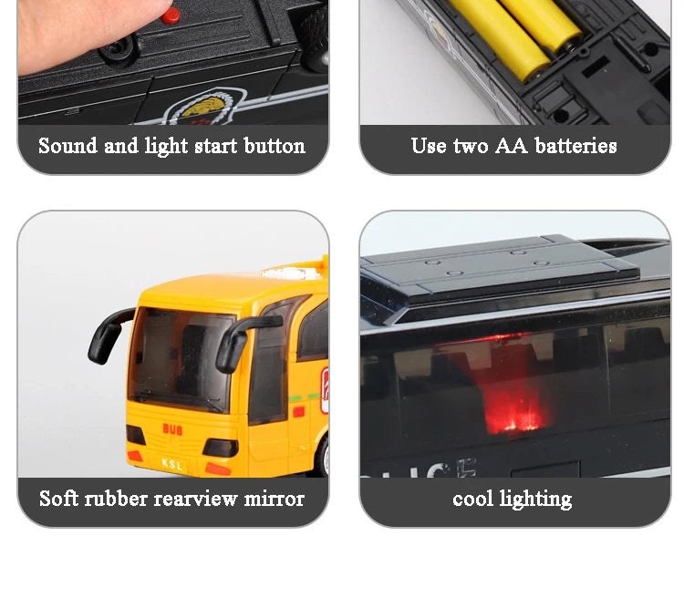 School Bus Toys Cars Plastics Little Cars City Bus With Sound And Light Up Friction Powered Cars Play Toys Gift For Kids