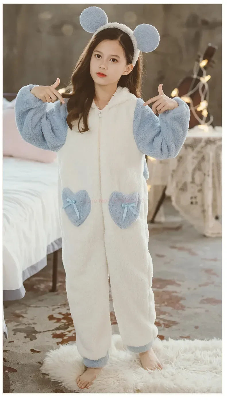 Sanrioed Plush Anime Cinnamoroll Winter Flannel Kids Rompers Girl Boy Toddler Jumpsuit Infant Clothes Pyjamas Kid Overalls Gift