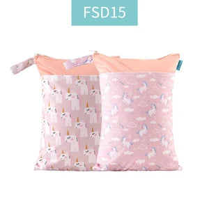 HappyFlute 2Pcs Waterproof Washable Dry And Wet Separation Baby Cloth Diaper Nappy Bag Travel Wetbag For Pool And Beach