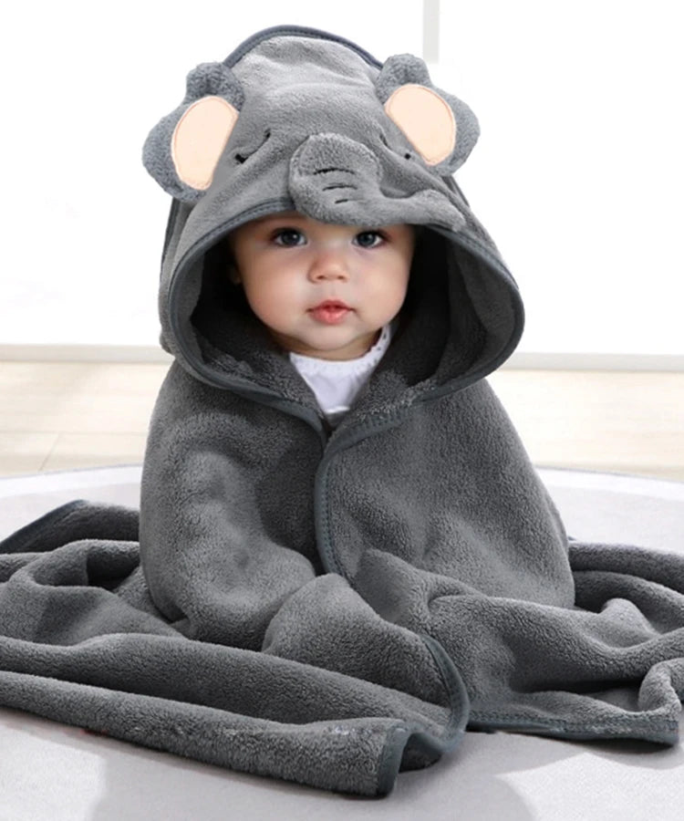 1 pack of baby bath towel cartoon plain baby blanket, bathroom supplies, polyester fiber bathrobe with strong water absorption,