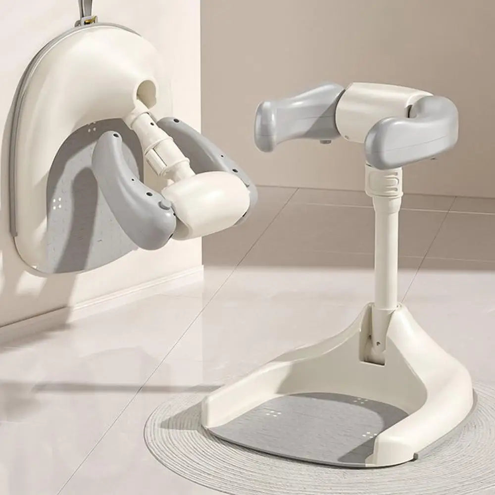 Portable Baby Bath Stand djustable Height Baby Shower Standing Support Wash Seat with Armrest Bath Helper Anti-Skip Base