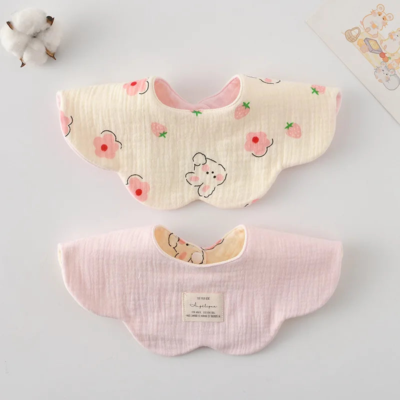 New Cute Cartoon Two-sided Usable Baby Feeding Drool Bib Infants Saliva Towel Cotton Burp Cloth For Newborn Toddler Kids Bibs