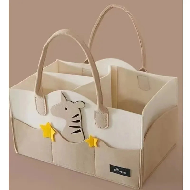 Baby Diaper Caddy Organizer Portable Nursery Essentials Storage Basket Bin Felt Diaper Bag Baby Organizer Pocket Mom Tote Basket