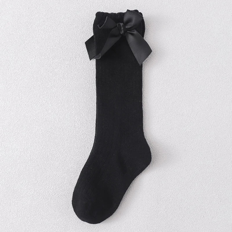 Red Bow Tie Knee High Tube Socks Girls' Christmas Stockings Infants Toddlers Soft Cotton Children Non Slip Floor Socks Baby Gift