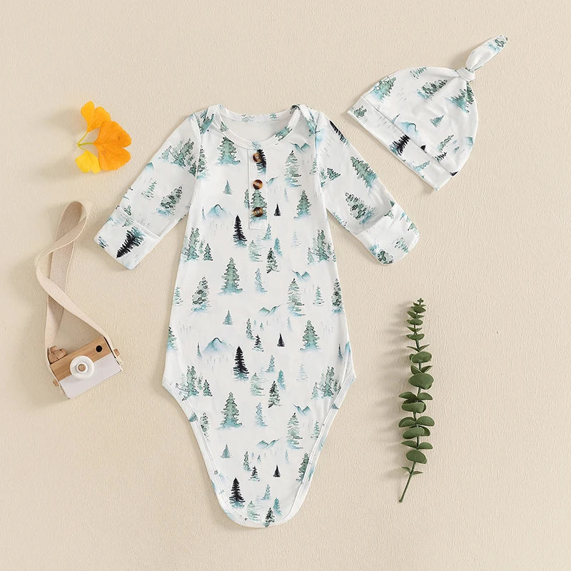 Organic Cotton Long Sleeve Baby Sleep Sack with Cute Animal Print Newborn Gown Baby Wearable Blanket for Girls and Boys