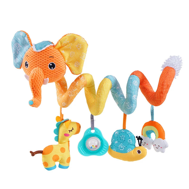 Newborns Spiral Hanging Activity Stroller Toy Baby Carseat Toy Black & White Lion Koala Rattle for Crib Mobile Sensory Toy Gift
