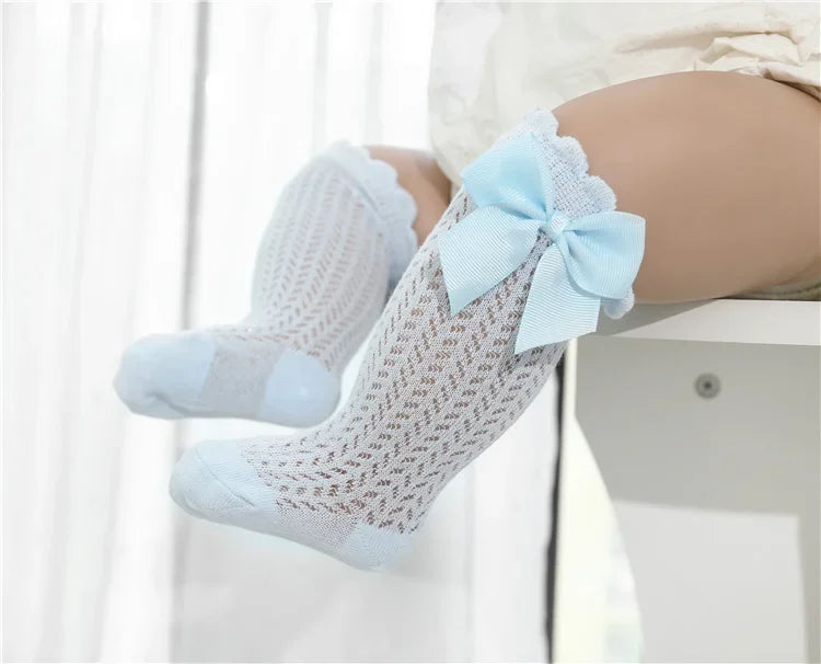 1/3Pairs Baby Girl Socks Toddler Big Bow Cotton Summer Mesh Infant Knee Socks Newborn Long Princess Socks For Girls 0-24Month