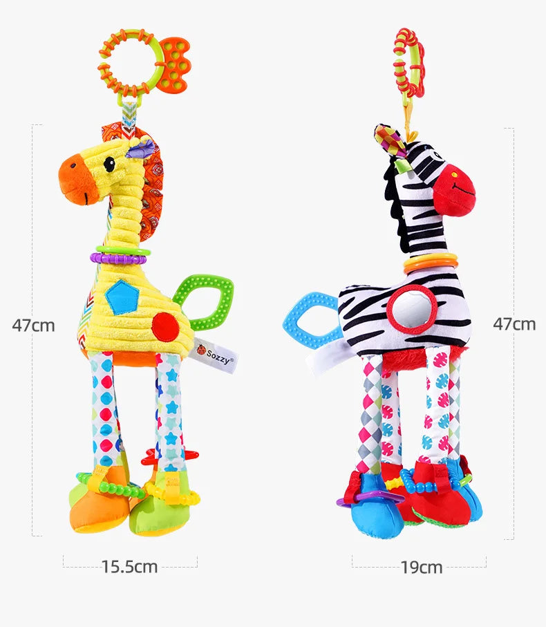 Soft Infant Crib Bed Stroller Mobile Hanging Rattle Baby Educational Toys Brain Developmental Hand Grip Cute Stuffed Animal Toys