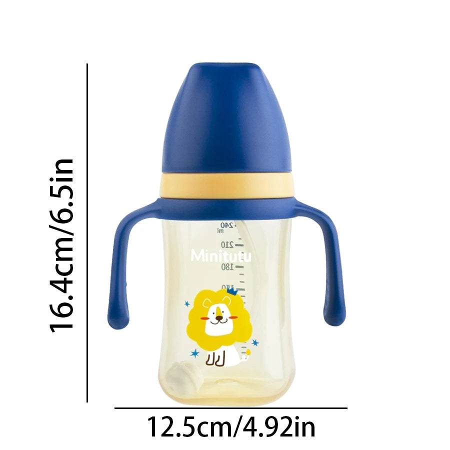 240 ml PP straw cup with gravity ball for babies over 6 months Food-grade liquid silicone straw to protect teeth Square water cu