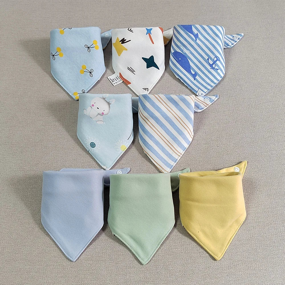 8 Pieces Baby Bibs Bandana Triangle Cotton Soft Infant Feeding Burp Cloth Newborn Teething Slaiva Towel Boy Girl Accessories