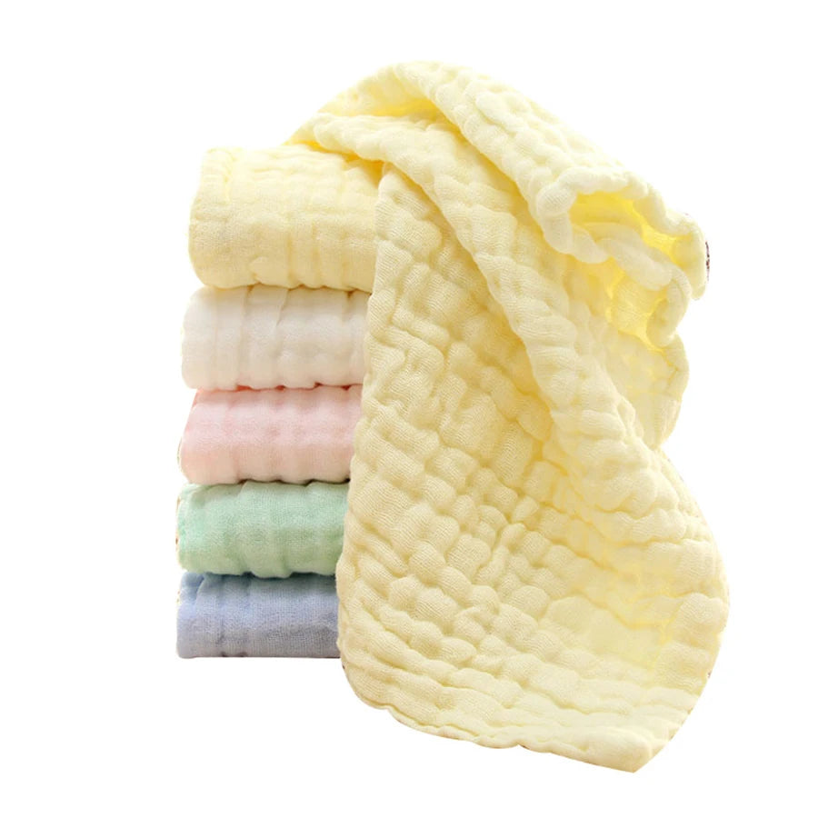 5pcst Baby Towels Muslin 6 layers Cotton SoftBaby Face Towel Handkerchief Bathing Feeding Face Washcloth Wipe Burp Cloth