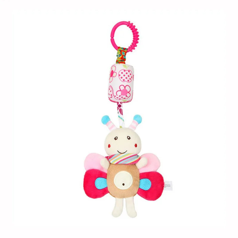 Baby Hanging Rattles Soft Sensory Learning Toy Plush Animals Stroller Infant Car Bed Crib Travel Activity for Babies Toddlers