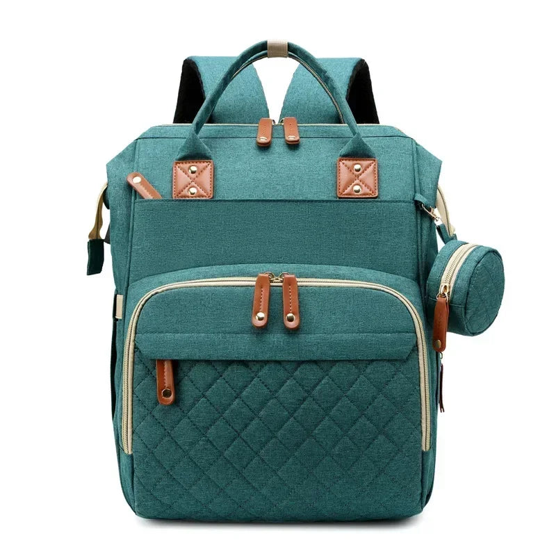 Mummy Backpack With Foldable Crib Soft Mattress Multifunctional Mommy Bags Baby Bottle Insulation Storage Bags Diaper Organizer