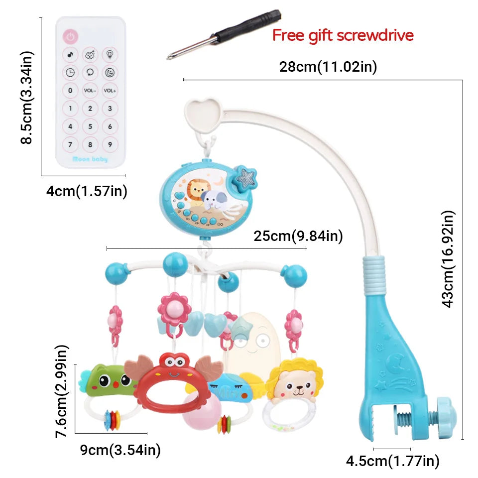 Baby Crib Mobile Rattle Toy For 0-12 Months Infant Rotating Musical Projector Night Light Bed Bell Educational For Newborn Gift