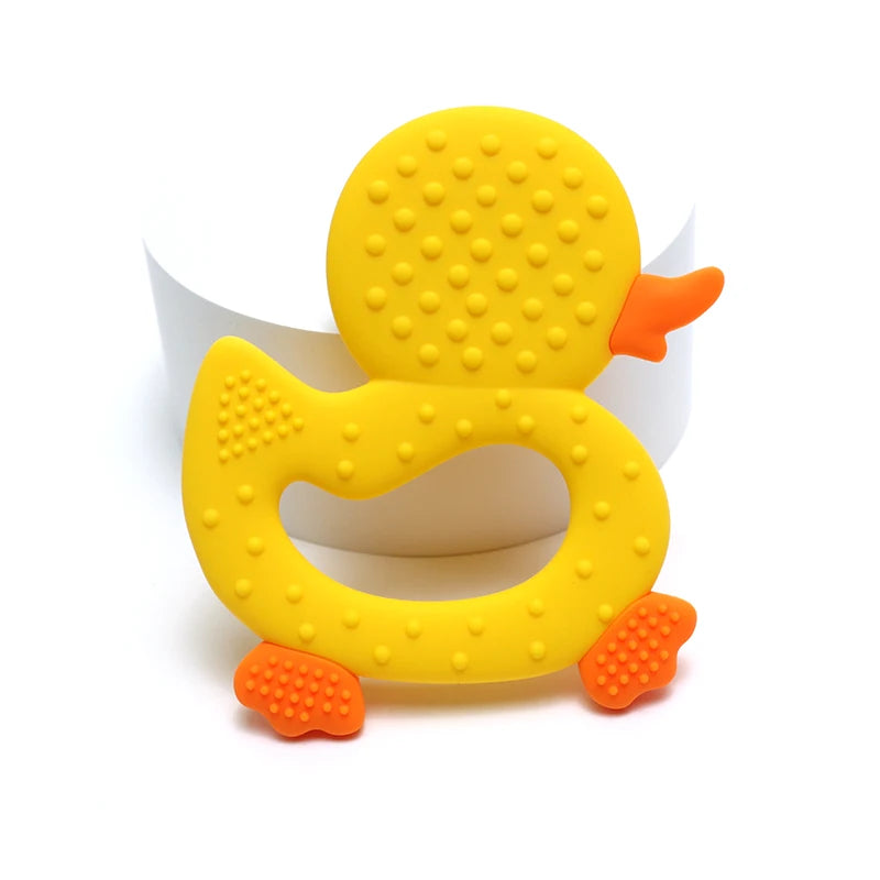 Food Grade Soft Silicone Infant Cartoon Duck Teether Sensory Teething Toys for Newborn Molar Nursing Baby Accessories BPA Free