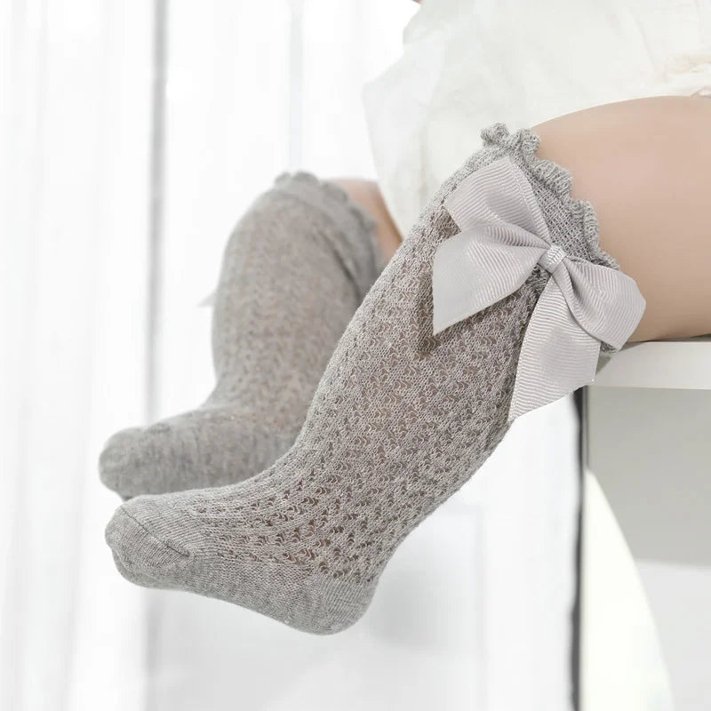 1/3Pairs Baby Girl Socks Toddler Big Bow Cotton Summer Mesh Infant Knee Socks Newborn Long Princess Socks For Girls 0-24Month