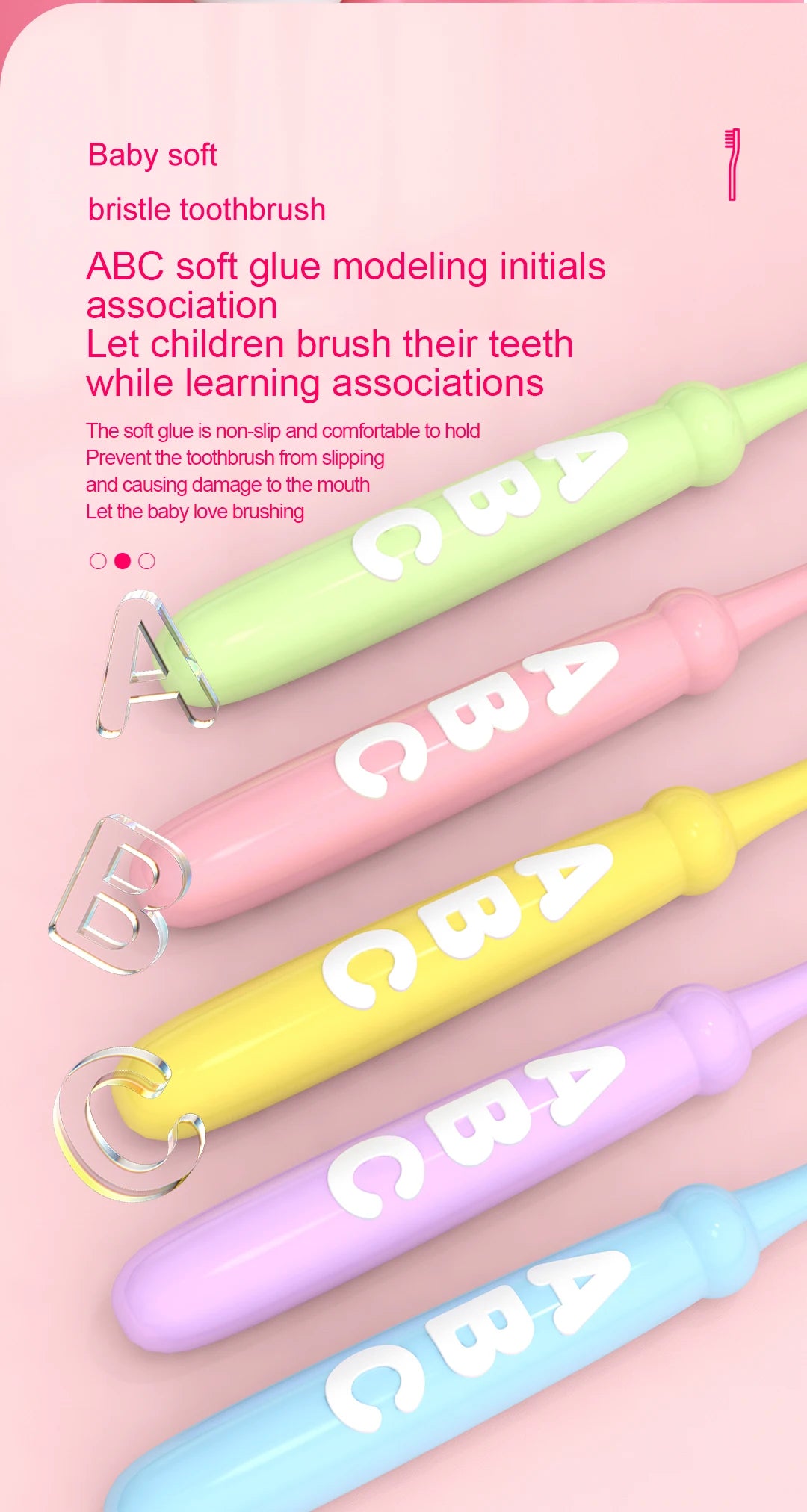 4/10 pcs Children's soft bristled toothbrush, cleaning and protecting gums, suitable for babies aged 6-12 years old