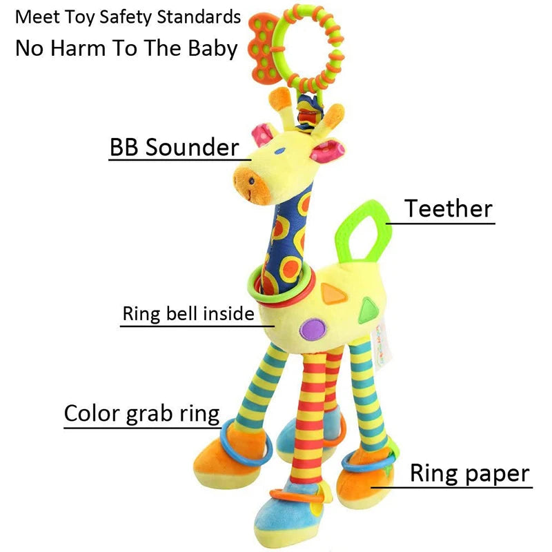 Soft Infant Crib Bed Stroller Mobile Hanging Rattle Baby Educational Toys Brain Developmental Hand Grip Cute Stuffed Animal Toys