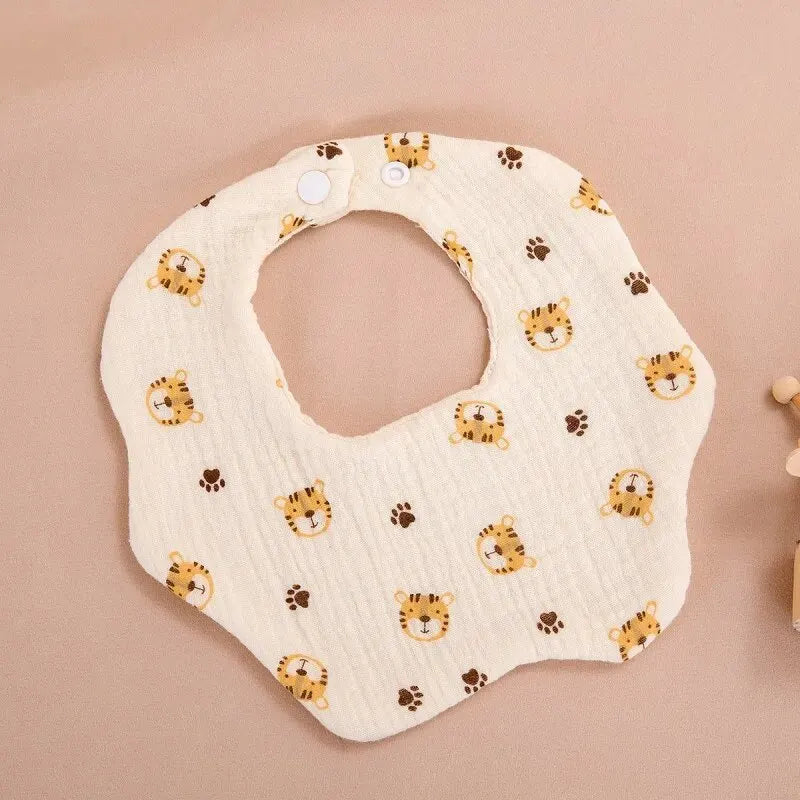 Wholesale Pure Cotton Printed Six-layer 360 Rotatable Baby Feeding Bibs Toddler Saliva Towel Infant Gauze Baby Bib