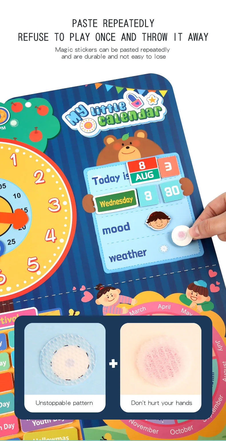 Kids Visual Schedule Daily Calendar Chart Busy Board Preschool Early Learning Toys Time Date Month Festival Weather Season Mood