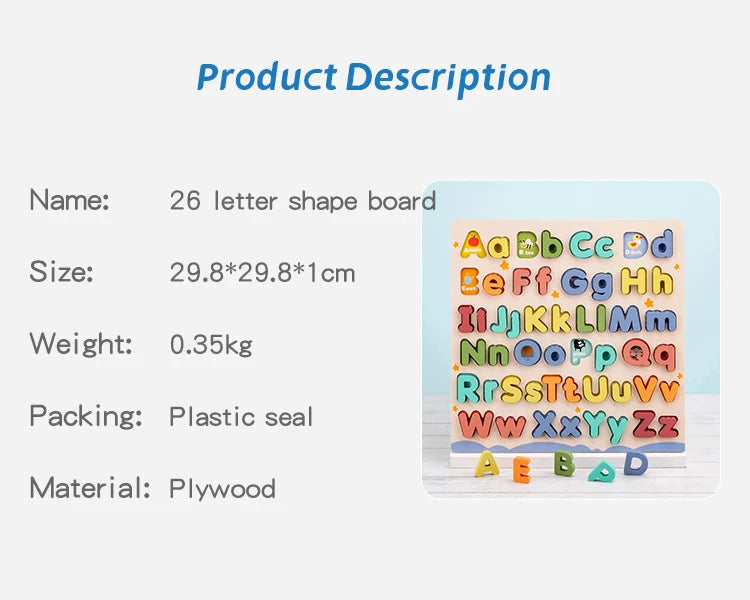 Wooden Educational Abc Puzzle Upper Case and Lower Case Letters for Birthday Gifts Boys Girls Family Game Children Preschoolers