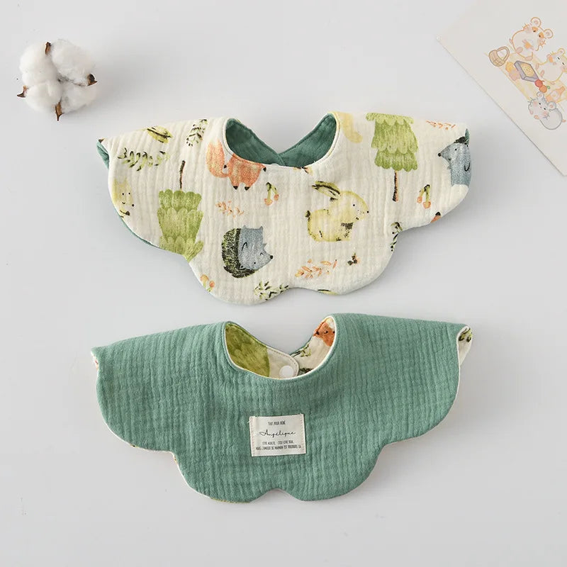 New Cute Cartoon Two-sided Usable Baby Feeding Drool Bib Infants Saliva Towel Cotton Burp Cloth For Newborn Toddler Kids Bibs