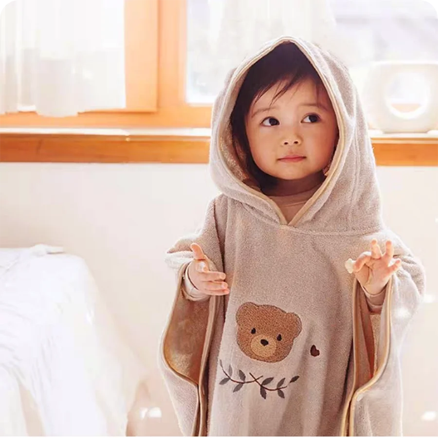 Baby Bath Towel Hooded Soft Coral Velvet Child Bathrobe Cute Cartoon Animal Warm Toddler Sleeping Swaddle Wrap Towel Blanket