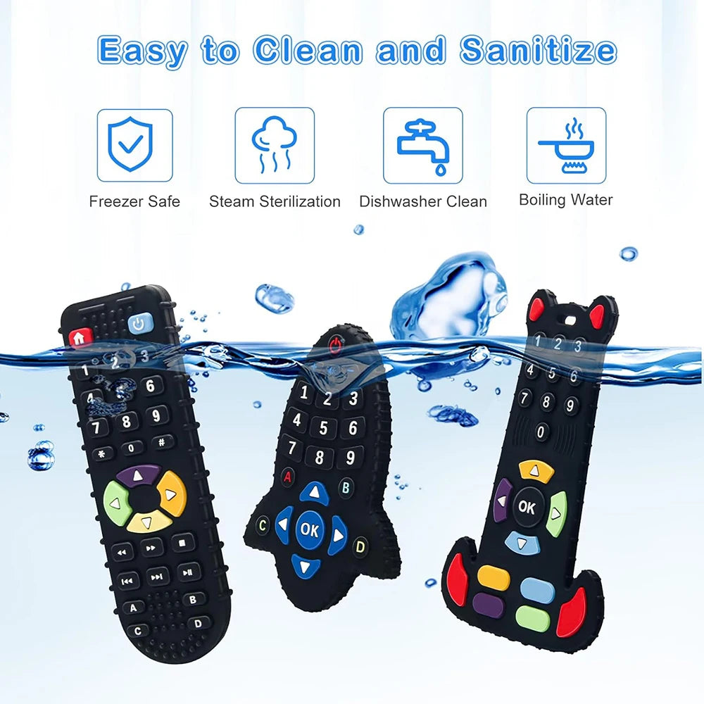 Baby Toys 0 12 Months Silicone Teething Toy Remote Control Shape Bear Teether Chew Toys Relief Teeth Gum Sensory Toys for Babies