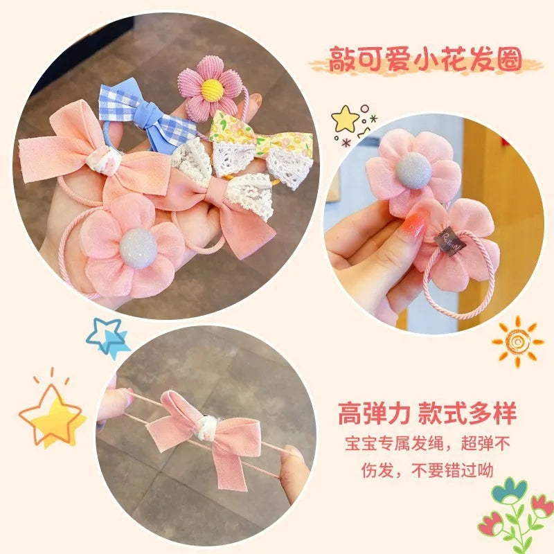 10pcs Hair Accessories Girls Scrunchies Aesthetic Lacos De Cabelo Infantil Bands Kids Bandeaux Elastiquec Headbands Bandes Cute