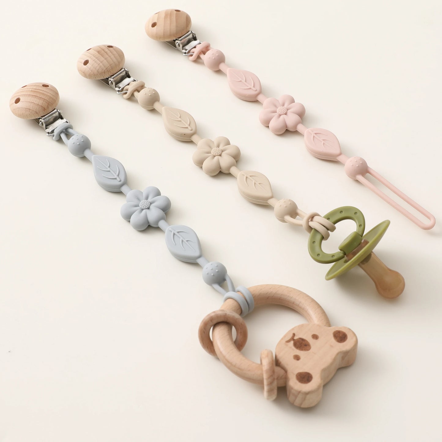 1pcs Baby Silicone Pacifier Chains, Flower Anti Loss Adjustable Pacifier Holder For Newborn, Suitable For Baby Toy Products