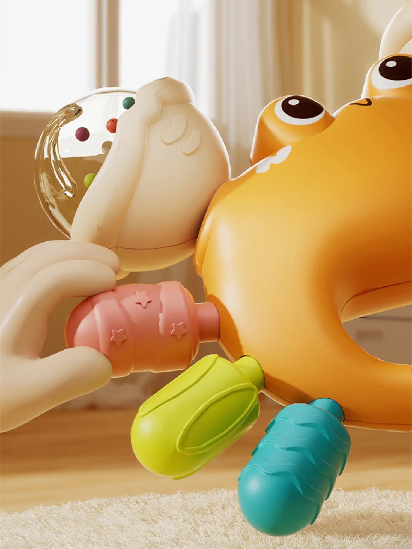 1pc Hand Rattle Portable Sensory Teething Toy Sand Hammer Crab Hand Grip Toys Early Educational Toys for Boys and Girls Gift