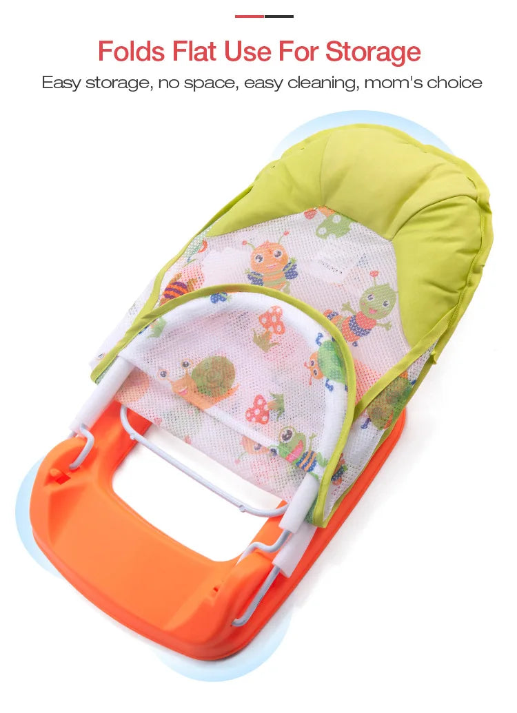 Summer Deluxe Baby Bather Seat Comfort Folding Baby Bather Rocking Chair Baby to Toddler Bath Tub - No-Slip Seat