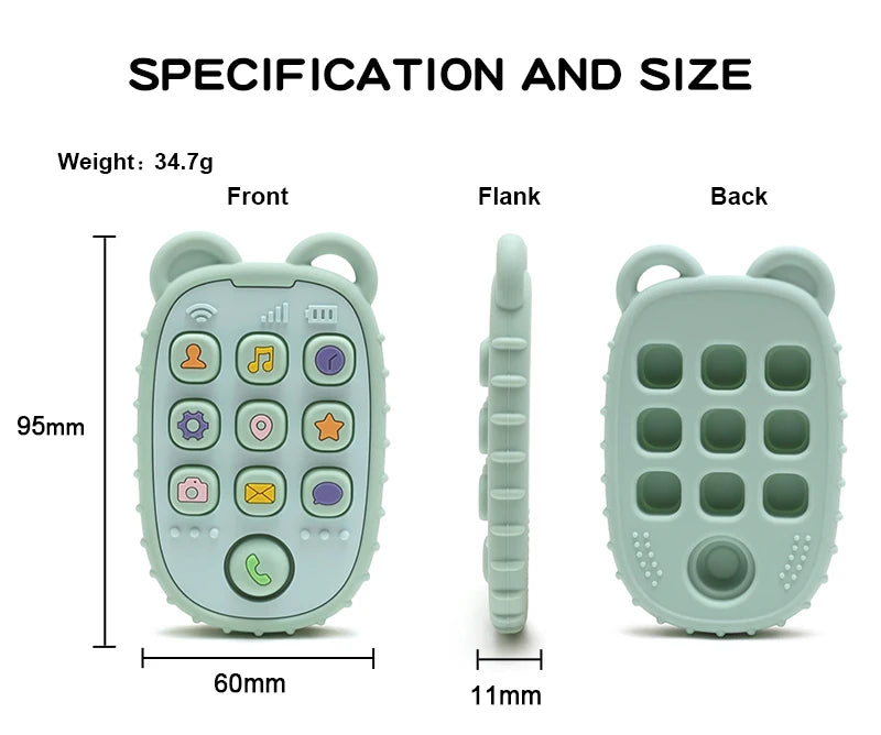 2024 New Baby Teether mobile phone Shape Silicone Teether Teething Toy Kids Sensory Educational Toy baby gift set