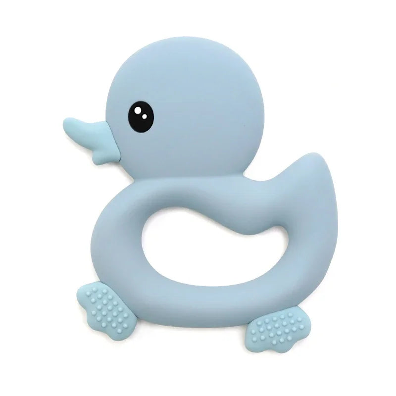 Food Grade Soft Silicone Infant Cartoon Duck Teether Sensory Teething Toys for Newborn Molar Nursing Baby Accessories BPA Free